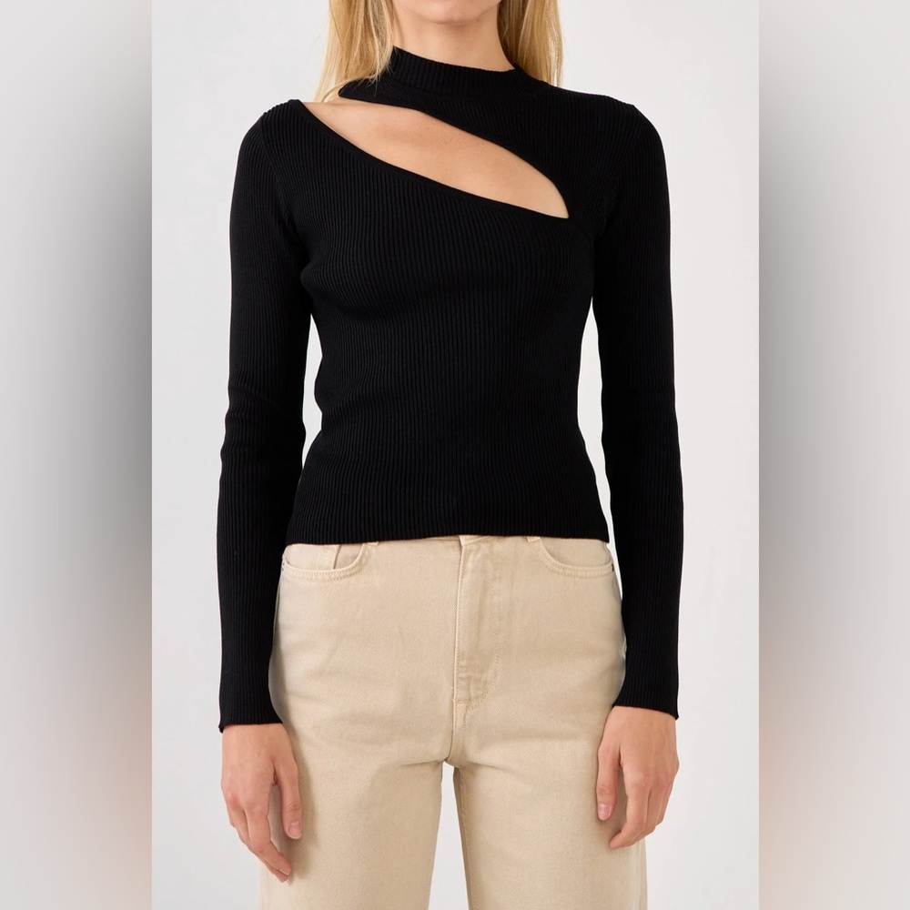 Endless Rose Black Asymmetrical Cutout Top